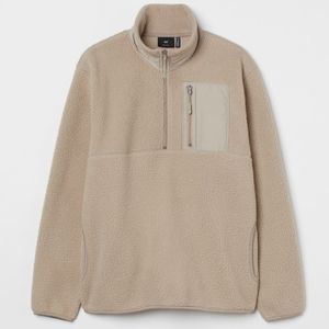 H&M Faux Shearling Thermolite half-zip - light beige